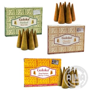 COMPOSICIÓN INCIENSOS CONOS GOLOKA CON LOGO